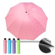 【樂邦】三折遇水開花黑膠晴雨傘