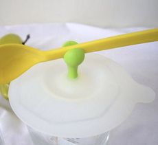 小豆苗創意防漏矽膠杯蓋 杯蓋可放小湯匙夾