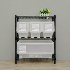 台灣製日系三層烤漆波浪架輕型76x30x90公分(黑色)