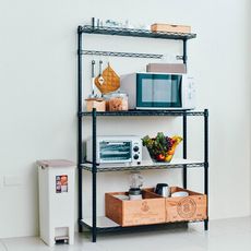 dayneeds 輕型90x35x150cm微波爐架(烤漆黑)廚房組(含PP板/ㄇ網)