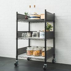 dayneeds 60x45x90cm廚房推車收納架 (含圍籬組+透白PP板+工業輪)