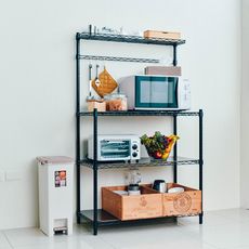 dayneeds 輕型90x45x150cm微波爐架(烤漆)廚房組(含木紋板/ㄇ網)