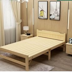 折疊床單人實木床簡易結實雙人午睡床家用租房成人加強床