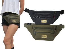 腰包中容量主袋+外袋共四層隨身貼身腰包防水帆布運動休閒多袋口