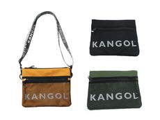 KANGOL 斜背包小型容量扁包二主袋+外袋共四層進口防水尼龍布材質