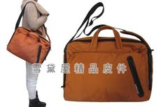 公事包中容量防水尼龍布+皮革可放A4資夾14寸電腦固定護肩長背帶主袋+外袋共三層