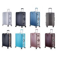 26吋行李箱防盜鋁框外掛勾金屬防撞角固定海關密鎖360度雙飛機輪旋轉耐摔磨損