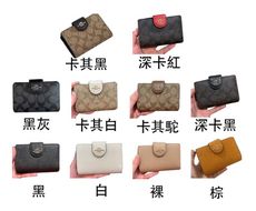 COACH 中皮夾國際正版保證防水防刮皮革二折皮帶釦+U型拉鍊主袋品證購證盒塵套袋候10-15日