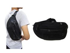 腰包中容量主袋+外袋共四層進口防水尼龍布+皮革MP3孔