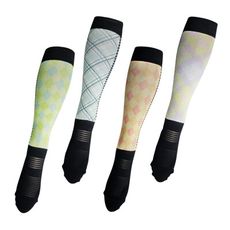 MAGIC美肌刻 活力格紋 循環壓力厚款健康半統襪 四入組 JG-023【19Y37W】