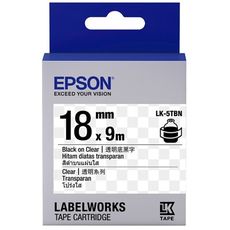 EPSON LK-5TBN S655408標籤帶 透明系列 18mm 透明底黑字