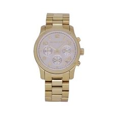 Michael Kors 自由城市美式風格計時腕錶-金色鋼帶-MK5305