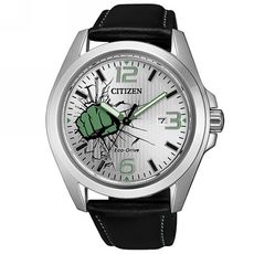 Citizen  光動能漫威英雄聯名款綠巨人時尚流行腕錶-黑-AW1431-24W