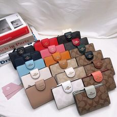美國代購 台灣現貨 Coach 扣式中夾 兩折中夾