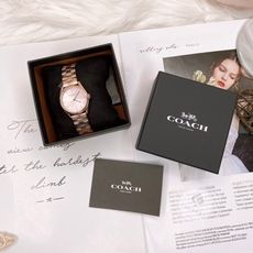 美國代購台灣現貨 coach 氣質玫瑰金簡約指針不鏽鋼錶帶時尚腕錶 14503206 1450320
