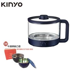 (贈牛頭牌環保雙層隔熱餐具)【KINYO】1.2L多功能玻璃料理鍋 FP-0877 美食鍋 獨享鍋