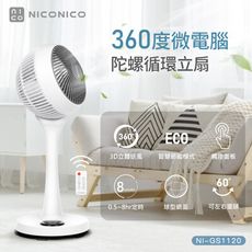 (贈風扇防塵套)【NICONICO】9吋微電腦陀螺循環立扇 NI-GS1120 小白循環扇二代遙控版