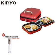 (週年慶加贈噴油罐)【KINYO】雙面折疊電烤盤｜燒烤機｜雙盤燒烤 無煙烤肉 BP-604