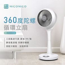 (贈風扇防塵套)【NICONICO】360度循環陀螺立扇 NI-GS902 小白循環扇美型扇