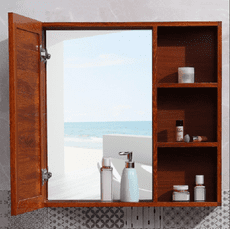 儲物櫃 收納櫃 太空鋁鏡櫃 80CM 浴室鏡櫃 隱藏式鏡箱 衛生間鏡子帶置物架 梳妝鏡 掛牆式鏡箱