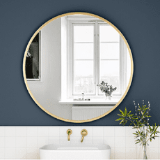 圓鏡 壁掛鏡 化妝鏡 60公分 黑色鋁合金衛生間浴室鏡 圓鏡 鏡子 挂牆 洗臉池免打孔廁所衛浴鏡