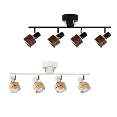 4頭 單色光燈具 吸頂燈 日式燈具 110V  北歐風格家用吸頂燈明裝實木軌道燈LED射燈客廳背景墻