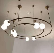 燈具 吊燈 裝飾燈 8頭 客廳燈 創意個性設計師圓環玻璃球吊燈北歐客廳餐廳臥室家用燈具110V