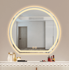 化妝鏡 壁掛鏡 半圓鏡 智能浴室鏡 衛生間led燈觸摸屏鏡梳妝臺衛浴鏡裝飾鏡 60CM單色光+除霧