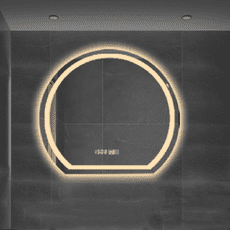 70CM單色光+除霧+時間溫度 化妝鏡 壁掛鏡 半圓智能浴室鏡 衛生間led燈觸摸屏鏡梳妝臺衛浴鏡