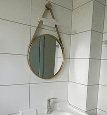 80CM 吊鏡 浴室鏡 臥室鏡 圓鏡玄關鏡 裝飾鏡 壁掛鏡 浴室鏡 化妝鏡 梳妝鏡 鐵藝鏡子