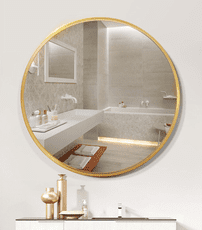 圓鏡 鏡子 50CM 化妝鏡 浴室鏡  裝飾鏡 臥室鏡 玄關鏡 鋁合金壁掛鏡 衛浴鏡 免打孔梳妝鏡