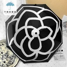 下雨的聲音 日本訂單抗UV小香風山茶花三折折疊傘