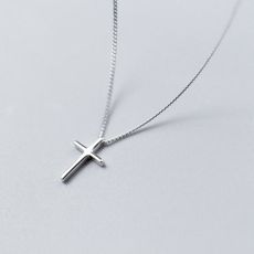 925純銀 十字架 裸銀素銀 鎖骨項鍊-銀 防抗過敏 不退色
