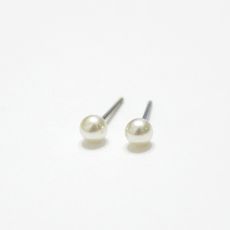 316L醫療鋼 4mm小珍珠 耳環耳針釘-銀 防抗過敏