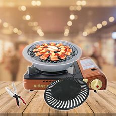 【夯肉烤肉必buy】卡旺雙安全式卡式爐+兩用燒烤盤+多功能砧板剪刀