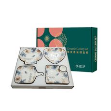 【飪我行】春花秋月陶瓷4入盤組
