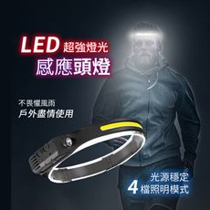 【JOEKI】揮手感應式頭燈 LED 頭燈 強光 USB充電 戶外防水 工作頭燈【DZ0162】