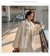 女士外套 貂絨外套 仿水外套 女短款 秋冬季衣服 加厚外套 毛呢大衣