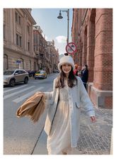 女士外套 毛呢外套 仿水貂絨大衣 女中長款  冬季加厚衣服 寬鬆外套 時尚氣質衣服