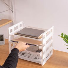 A4桌面文件收納架辦公室桌面書架多層疊放文件架置物資料架橫款向