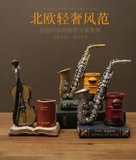 美式筆筒創意簡約桌面可愛輕奢兒童收納盒音樂複古風裝飾擺件