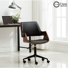 E-home Vic維克扶手曲木可調式電腦椅-黑色