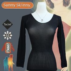 【Sunny Skinny】日本原裝進口 遠紅外線 光電子彈性恆溫保暖衣/黑色9分袖