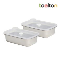 韓國Toelton不銹鋼長方形保鮮盒 2入組 (600ml+600ml)