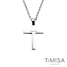 【TiMISA 純鈦飾品】簡約十字(M) 純鈦項鍊(E)