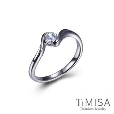 【TiMISA 純鈦飾品】美好時光 純鈦戒指(白鑽)