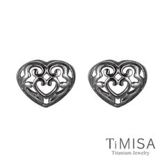 【TiMISA 純鈦飾品】 古典心 純鈦耳環一對