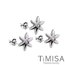 【TiMISA 純鈦飾品】花漾(M) 三色可選 純鈦耳針一對