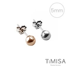 【TiMISA 純鈦飾品】極簡真我(5mm) 雙色可選 純鈦耳針一對