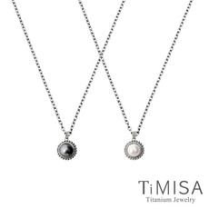 【TiMISA 純鈦飾品】珍心真意-黑珍珠純鈦項鍊(E) (雙色可選)